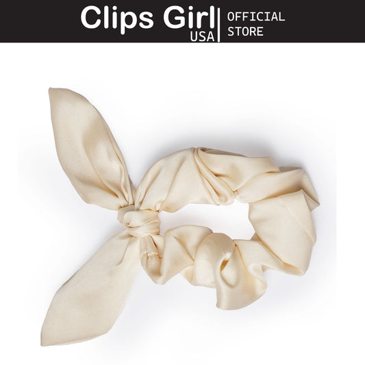 Ivory Satin Bow Scrunchie