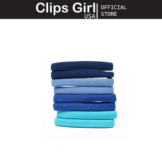 Blue Toned Seamless Elastic Pony Teals (Set of 8)
