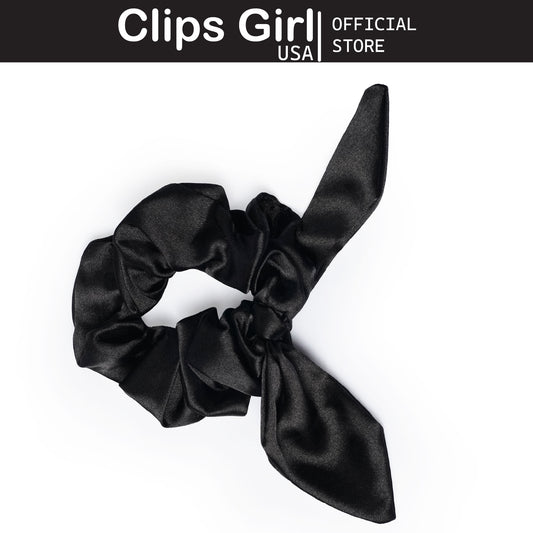 Black Satin Bow Scrunchie