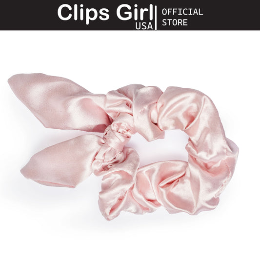 Light Pink Satin Bow Scrunchie