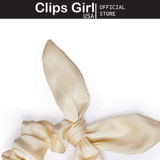 Ivory Satin Bow Scrunchie
