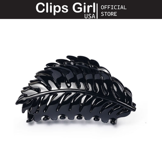 Glossy Black Leaf Jaw Clip