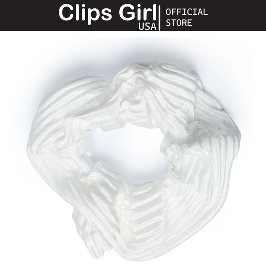 White Ribbed Scrunchie