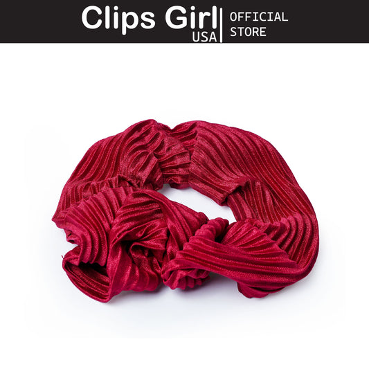 Red Pleated Scrunchie