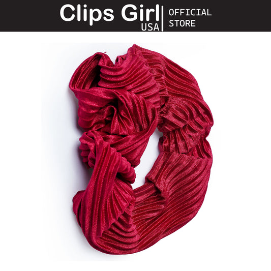 Red Pleated Scrunchie