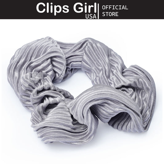 Silver Pleated Scrunchie