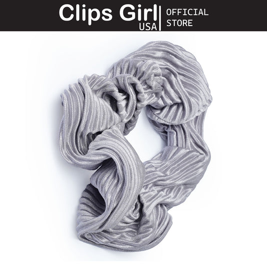 Silver Pleated Scrunchie