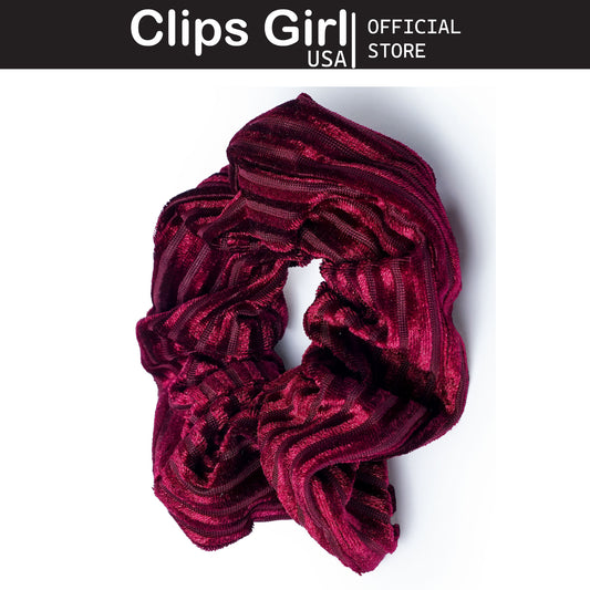 Burgundy Striped Velvet Scrunchie