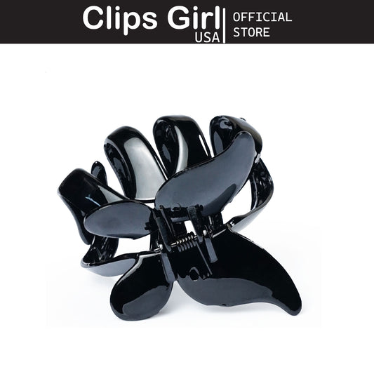Glossy Black Sculptural Jaw Clip Set