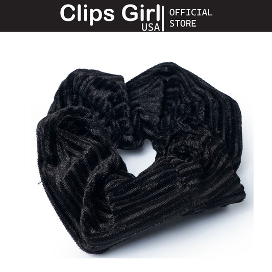 Black Striped Velvet Scrunchie