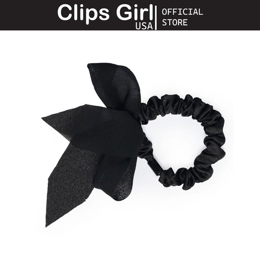Black Chiffon Bow Scrunchie