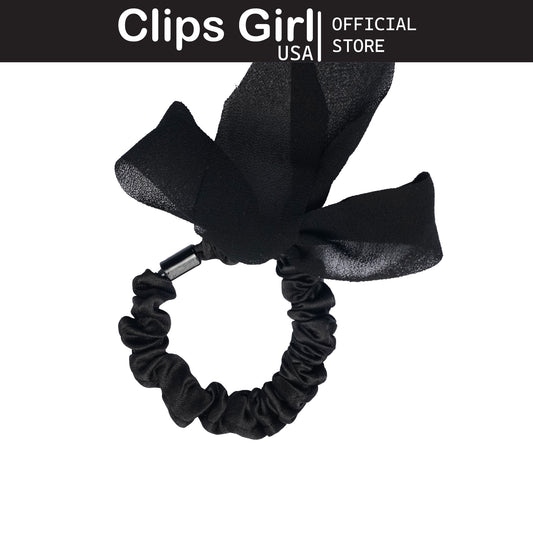 Black Chiffon Bow Scrunchie