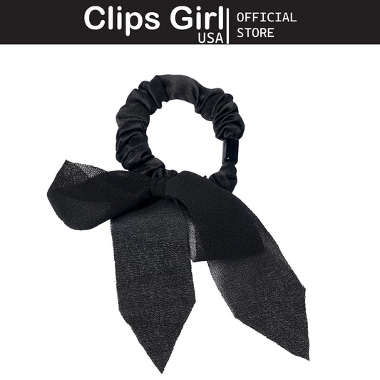 Black Textured Bow Scrunchie