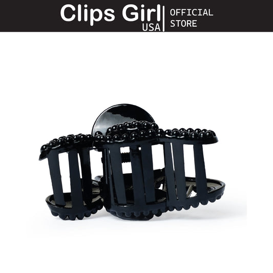 Glossy Black Beaded Jaw Clip