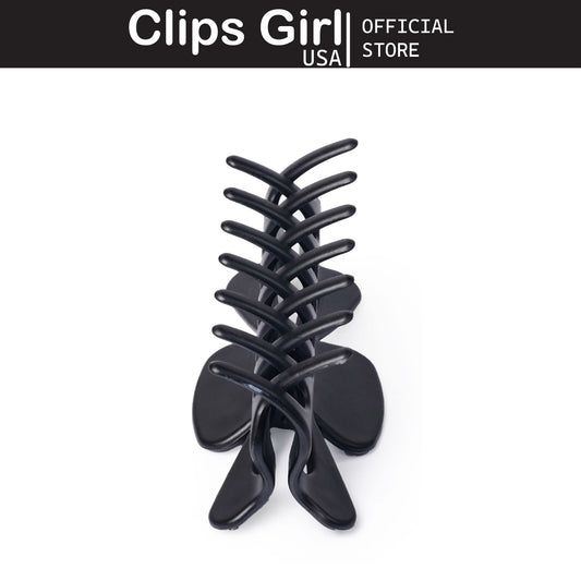 Glossy Black Ribbed Jaw Clip