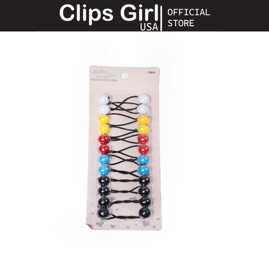 Mother & Daughter Assorted Ball Pony Teals 12pcs (White, Yellow, Red, Blue, Black)