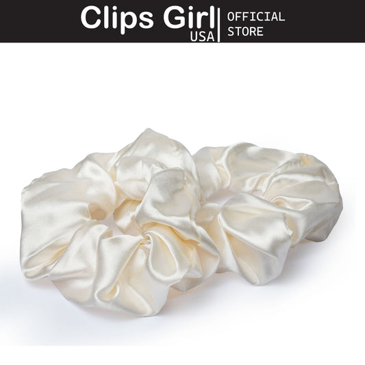Ivory Satin Scrunchie